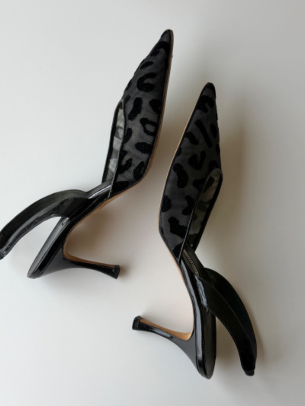 Vintage Manolo Blahnik black leopard mesh slingback, IT 39, approx. US 8.5–9 - Picture 8 of 12